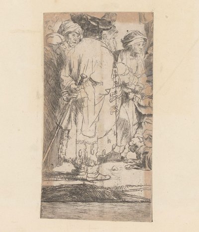 Mann i kappe, sett bakfra Hundre Gulden bilde av Rembrandt van Rijn