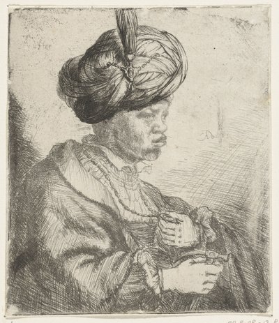 Mann med turban, ca.1660-70 av Rembrandt van Rijn