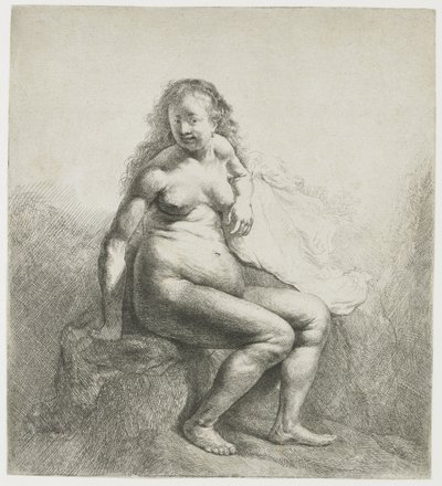 Naken kvinne på en haug av Rembrandt van Rijn