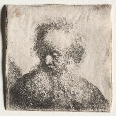 Gammel mann med flytende skjegg: Bust av Rembrandt van Rijn