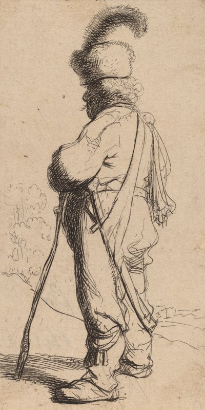 Polander lener seg på en pinne, ca. 1632. av Rembrandt van Rijn