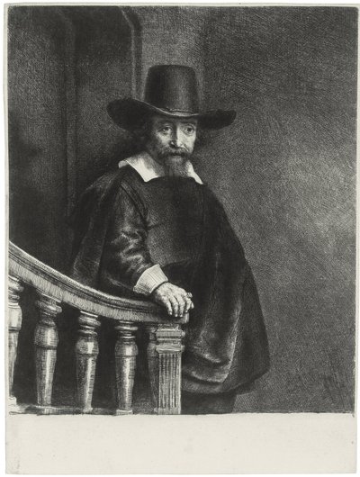 ""Portrett av doktor Bueno"" Portrett av legen og forfatteren Dr. Ephraim Bueno (Ephraim Bueno, jødisk lege) Gravering av Rembrandt van Rhijn (1606-1669) av Rembrandt van Rijn