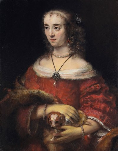 Portrett av en dame med en lapphund, ca 1665 av Rembrandt van Rijn