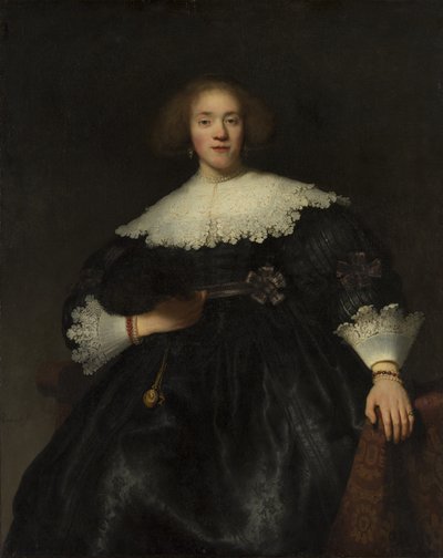 Portrett av en ung kvinne med en vifte, 1633. av Rembrandt van Rijn