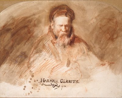 Portrett av en gammel mann Rembrandts far, 1625-1630. av Rembrandt van Rijn