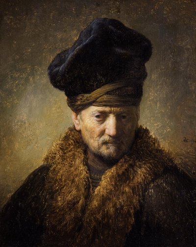 Portrett av en gammel mann med pelshatt, 1630 av Rembrandt van Rijn