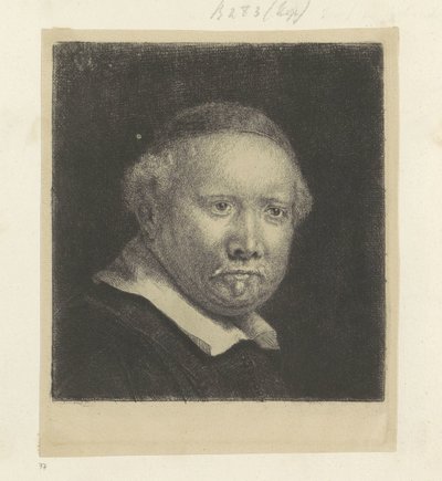 Portrett av forfatteren Lieven Willemsz. van Coppenol: stor tallerken Recueil de quatre-vingt-cinq estampes originales (serietittel) av Rembrandt van Rijn