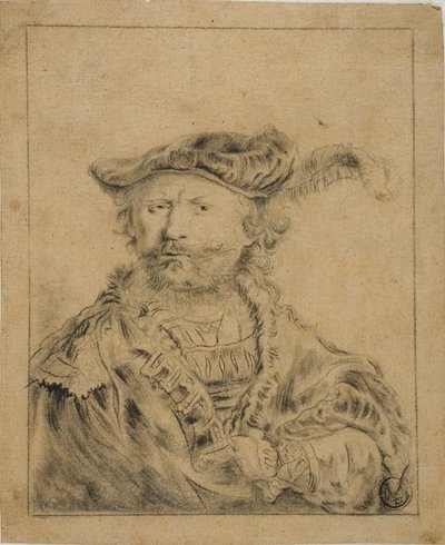 Rembrandt med en Plumed Hat av Rembrandt van Rijn