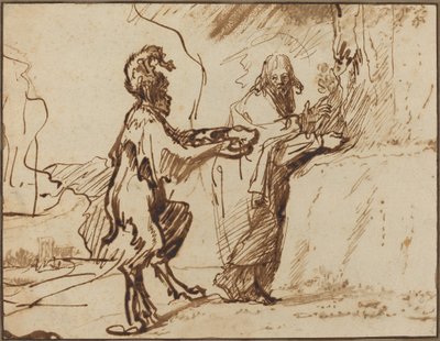 Satan frister Kristus til å forandre steiner til brød av Rembrandt van Rijn