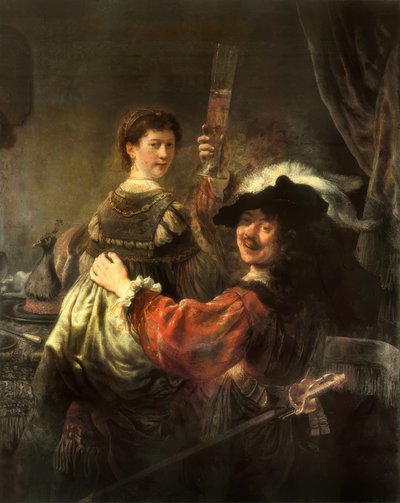 Selvportrett med kona Saskia som den fortapte sønnen av Rembrandt van Rijn