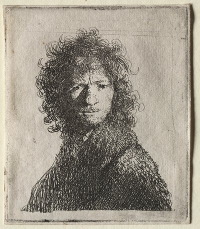 Selvportrett som rynker pannen: Byste av Rembrandt van Rijn