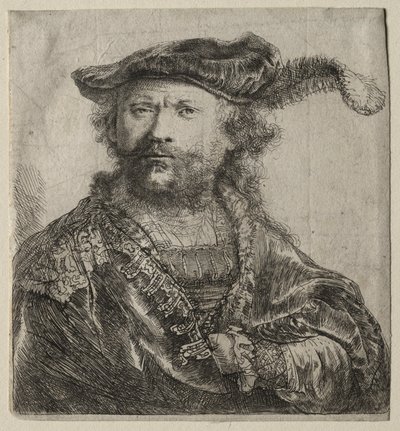 Selvportrett i fløyelshette med plum, 1638. av Rembrandt van Rijn