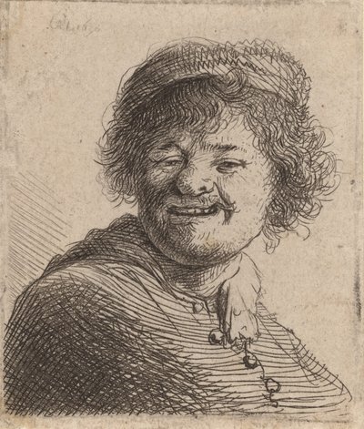 Self-Portrait in a Cap: Laughing, 1630. av Rembrandt van Rijn