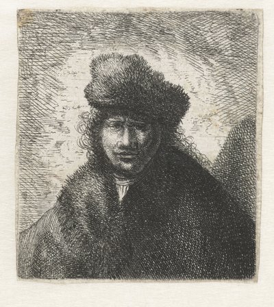 Selvportrett i en skrå pelshatt: Byste, ca 1631. av Rembrandt van Rijn