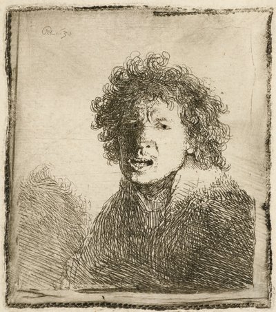 Selvportrett med åpen munn, som om han ropte: byste, 1630. av Rembrandt van Rijn