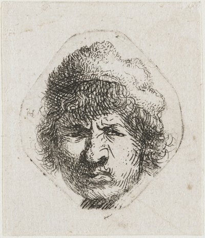 Selvportrett skulende, ca 1631. av Rembrandt van Rijn