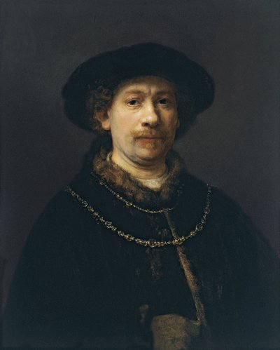Selvportrett med beret og to gullkjeder, ca 1642 av Rembrandt van Rijn