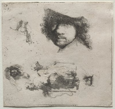 Studieark: Selvportrett, et tiggerpar, etc., c. 1632. av Rembrandt van Rijn