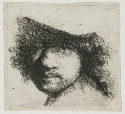 Studieark: leder av kunstneren av Rembrandt van Rijn