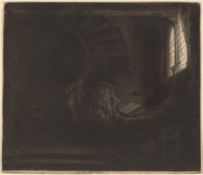 St. Hieronymus i et mørkt kammer av Rembrandt van Rijn