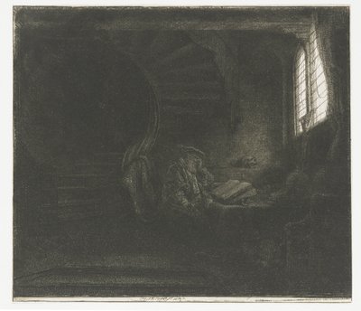 St Jerome i et mørkt kammer av Rembrandt van Rijn