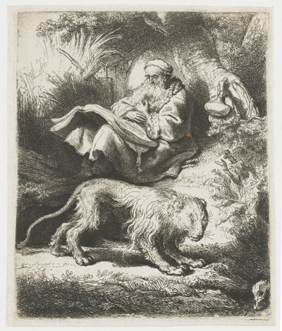 St Jerome leser av Rembrandt van Rijn