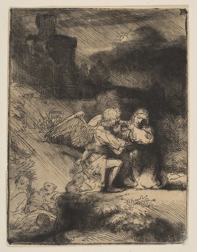 Kvalen i hagen, ca. 1652. av Rembrandt van Rijn