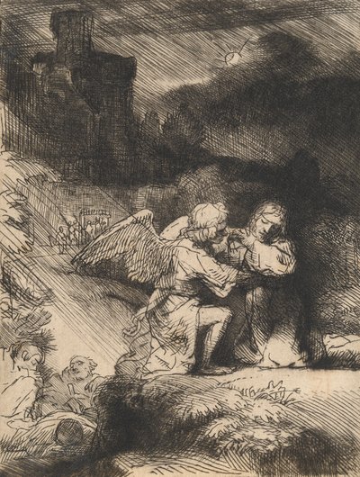 The Agony in the garden, ca. 1657 (etsing og tørrnipp) av Rembrandt van Rijn
