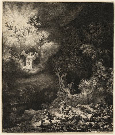 Engelen som viser seg for hyrdene av Rembrandt van Rijn