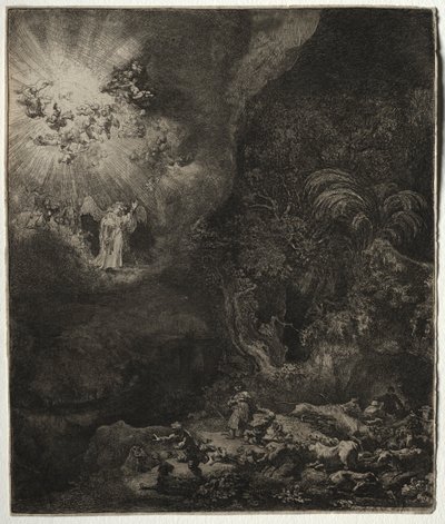 Engelen som viser seg for hyrdene av Rembrandt van Rijn