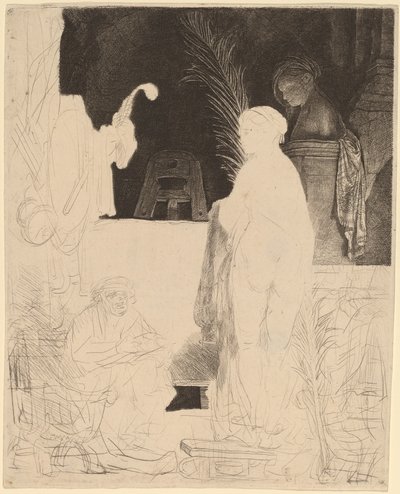 Kunstneren tegner fra modellen av Rembrandt van Rijn
