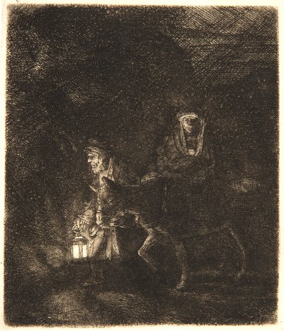 The Flight Into Egypt: A Night Piece av Rembrandt van Rijn