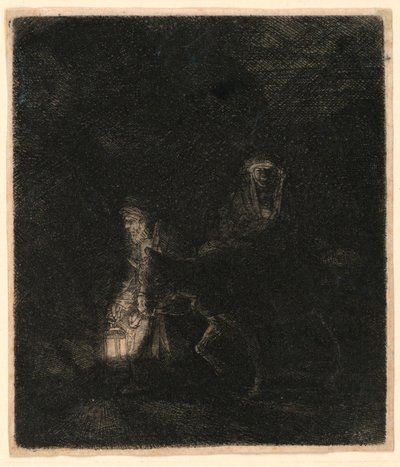 The Flight into Egypt: A Night Piece av Rembrandt van Rijn