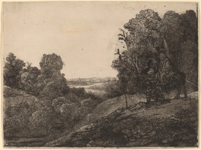 Flukten til Egypt: endret fra Seghers av Rembrandt van Rijn