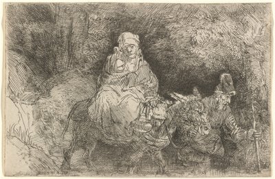 Flykten til Egypt: Krysser en bekk av Rembrandt van Rijn