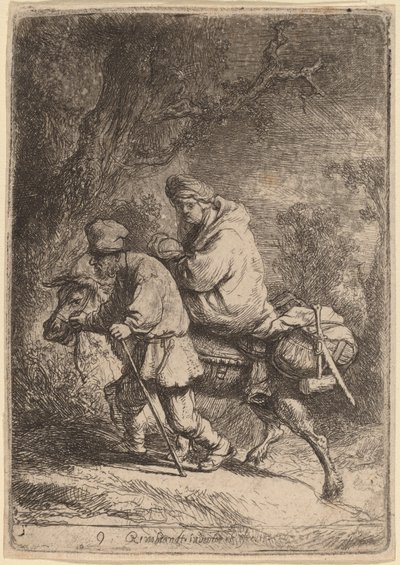Flykten til Egypt: Liten av Rembrandt van Rijn