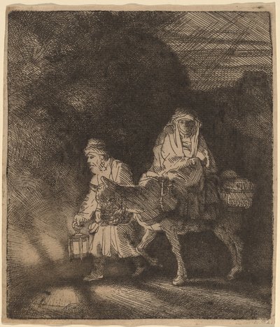 Flukten til Egypt: et nattstykke av Rembrandt van Rijn