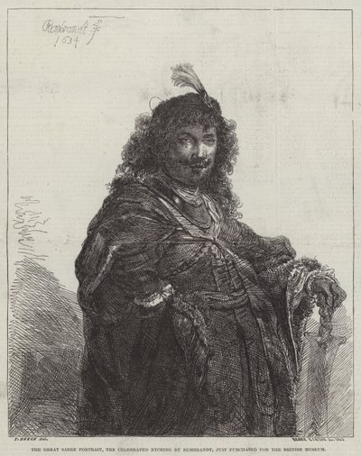 Det store sabelportrettet, den berømte etsningen av Rembrandt van Rijn