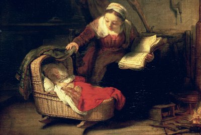 Den hellige familie, ca. 1645 (detalj av 38052) av Rembrandt van Rijn