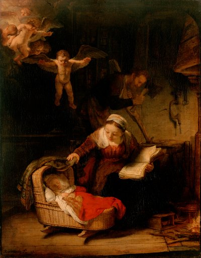 Den hellige familie med engler av Rembrandt van Rijn