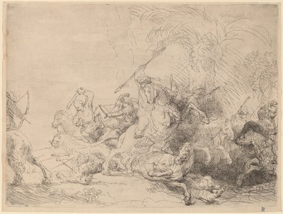 Den store løvejakten av Rembrandt van Rijn