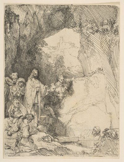 The Raising of Lazarus, liten tallerken, 1642. av Rembrandt van Rijn