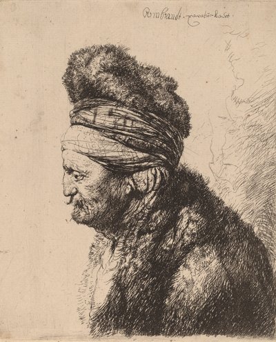 Det andre orientalske hodet, ca. 1635. av Rembrandt van Rijn