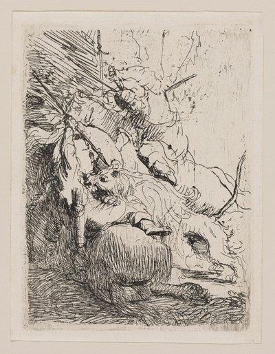 Den lille løvejakten (med én løve) av Rembrandt van Rijn