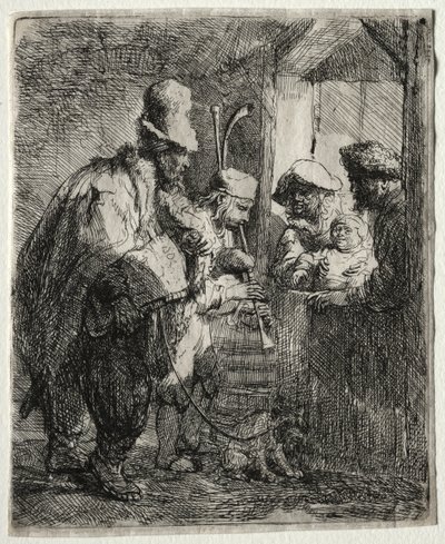 The Strolling Musicians, ca. 1635. av Rembrandt van Rijn