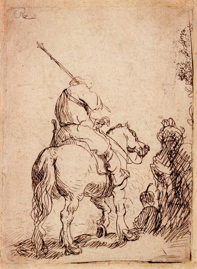 The Turbaned Soldier on Horseback, 1632 av Rembrandt van Rijn