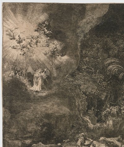 Engelen viser seg for gjeterne av Rembrandt van Rijn