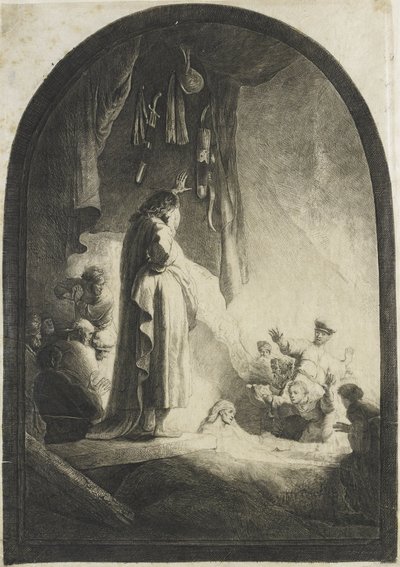 Oppreisningen av Lasarus: den større platen av Rembrandt van Rijn