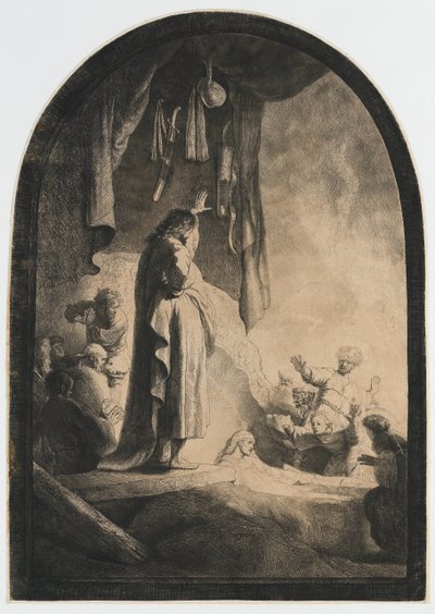 Oppreisningen av Lasarus: den større platen av Rembrandt van Rijn