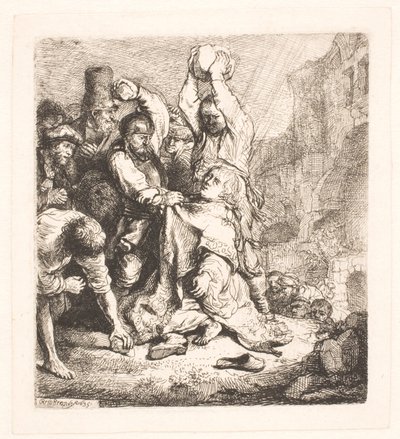 Steiningen av S. Stephen av Rembrandt van Rijn